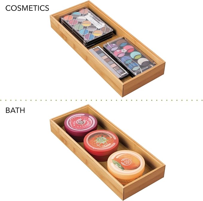 mDesign Wooden Bamboo Drawer Organizer - Image 8