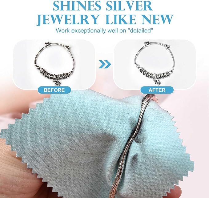 SEVENWELL 50pcs Jewelry Cleaning Cloth Mediumturquoise Polishing Cloth - Image 3