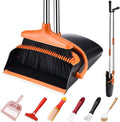 Broom and Dustpan Set with Long Handle and 6 Bonus Cleaning Tools, Upright by Meijubolstrivetomakeyourlifeeasier