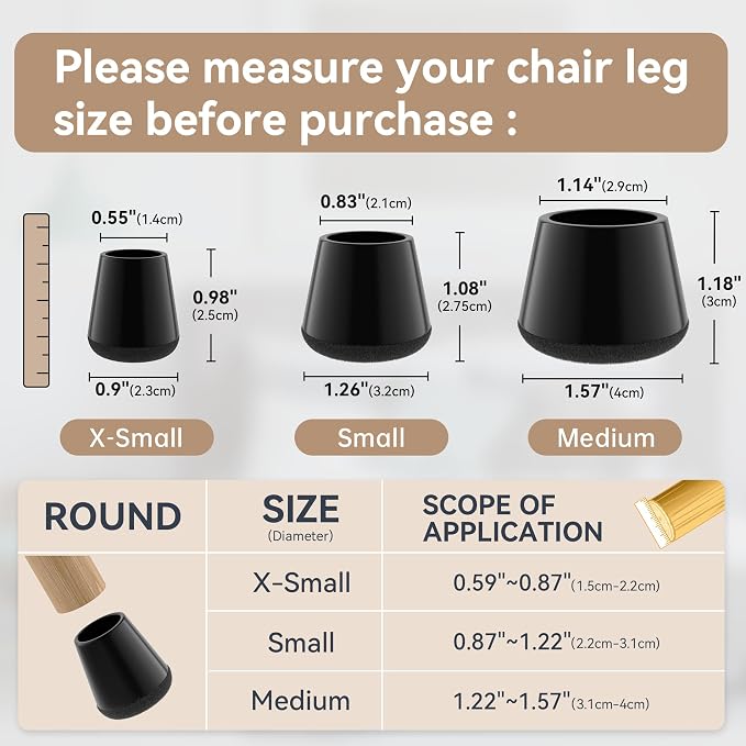 24PCS Extra Small Chair Leg Floor Protectors - Image 3
