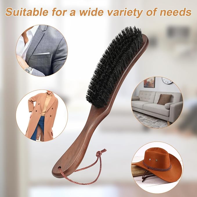 2 PCS Wood Felt Brush, Large Black Walnut Wood Handle Boar Bristle Lint Brush - Image 4