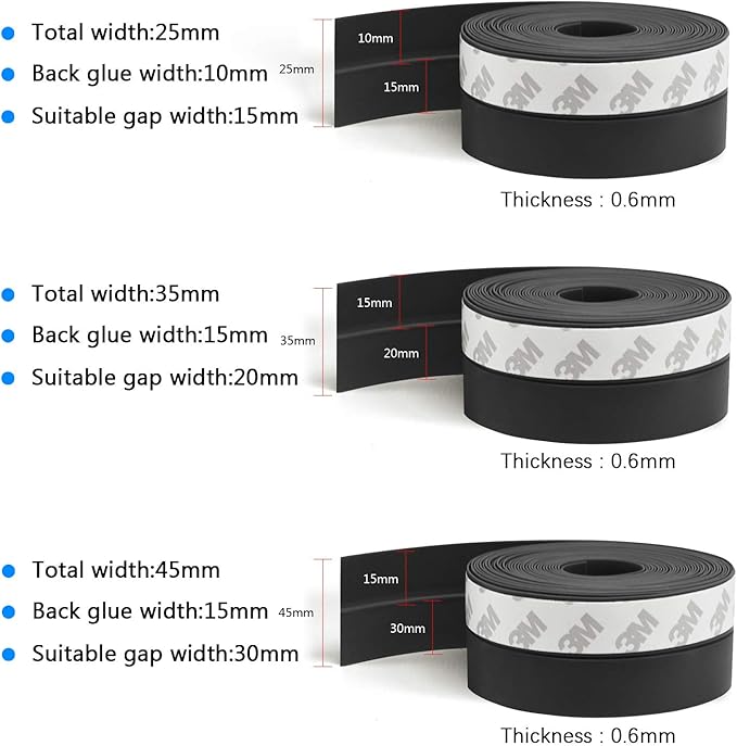 TAROSE Weather Stripping, Silicone Door Seal Strip Door, 16 Feet Long Black - Image 2