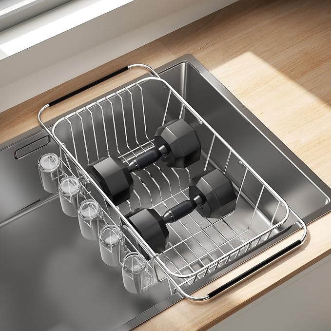 Small Dish Drying Rack in Sink, Extendable Stainless Steel Dish Drainers - Image 9