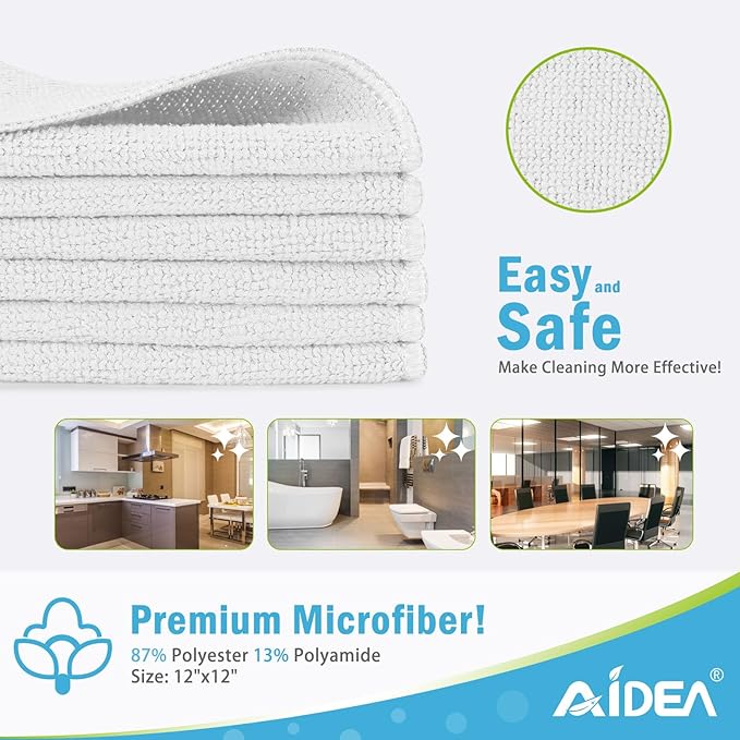 AIDEA Microfiber Cleaning Cloth-12PK, Soft Microfiber Towels - Image 2