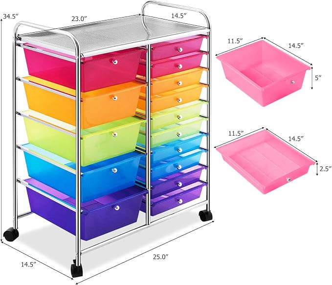 GOFLAME 15-Drawer Rolling Storage Cart, Utility Cart - Image 3