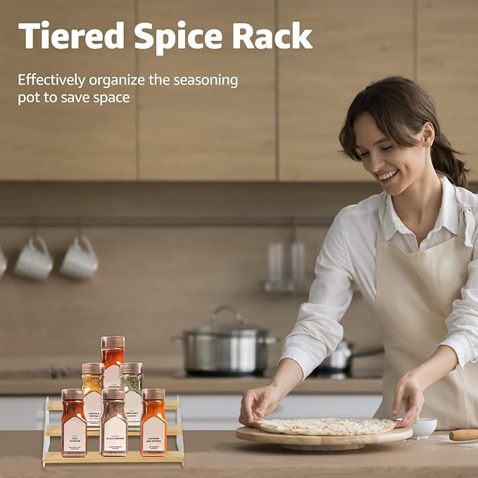 nianfeng Tiered Spice Rack, 3-Tier Spice Pantry Kitchen Cabinet Organizer - Image 3