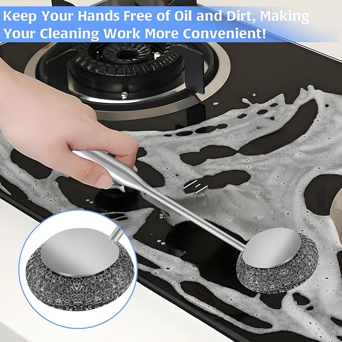 2Pcs Stainless Steel Wool Scrubber Sets, Dish Scrubber - Image 4
