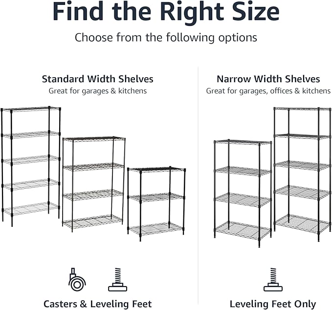 Amazon Basics 4-Shelf Adjustable Heavy Duty Steel Wire Rack Storage Shelving - Image 4