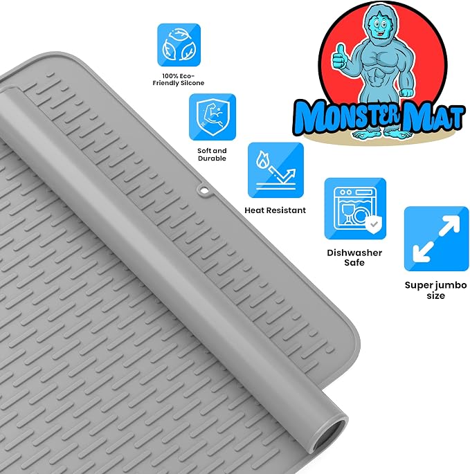 Monster Mat Extra Large Silicone Dish Drying Mat – Heavy Duty & Fast-Drying - Image 5