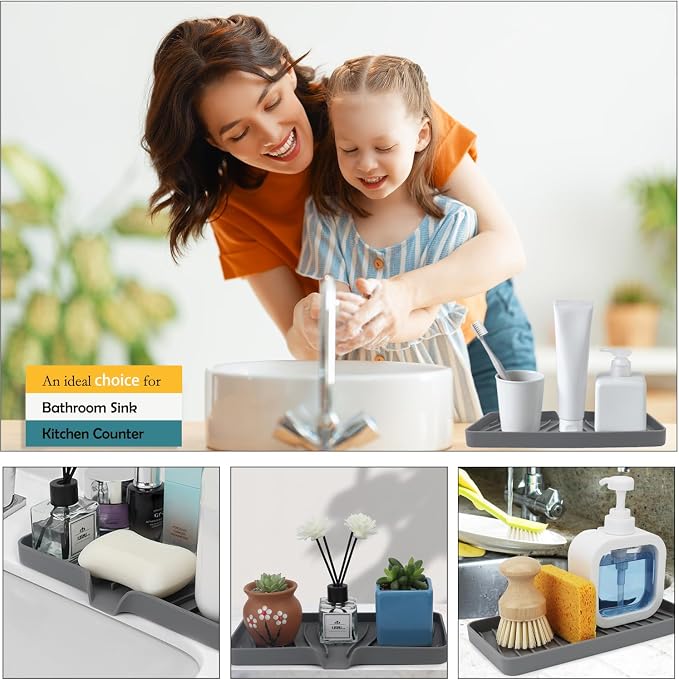 YASMEN Silicone Bathroom Soap Dishes, Sink Sponge Holder - Image 3