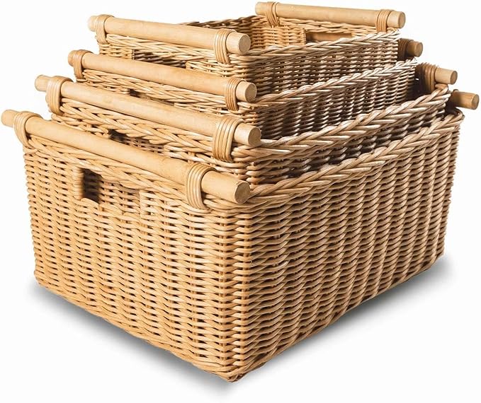 The Basket Lady Pole Handle Wicker Storage Basket, Extra Large, 20 in L x 16 in - Image 5