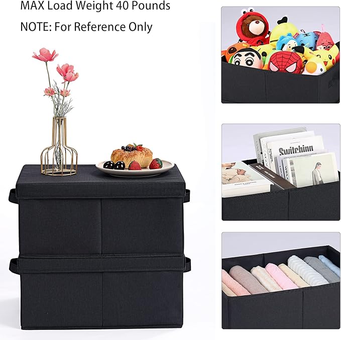 HOONEX Storage Bins with Lids for Organizing, Storage Boxes with 2 Carrying - Image 2