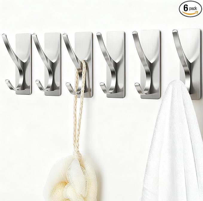 Self Adhesive Coat Hooks for Hanging: Heavy Duty Stainless Wall Hook for Towel by pickpiff