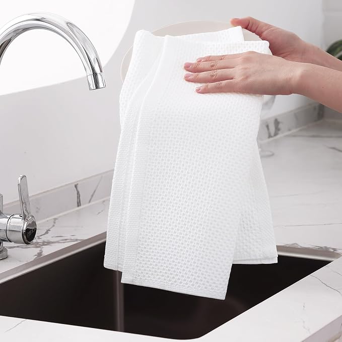 Homaxy 100% Cotton Oversized Waffle Weave Kitchen Dish Towels, Ultra Soft - Image 4