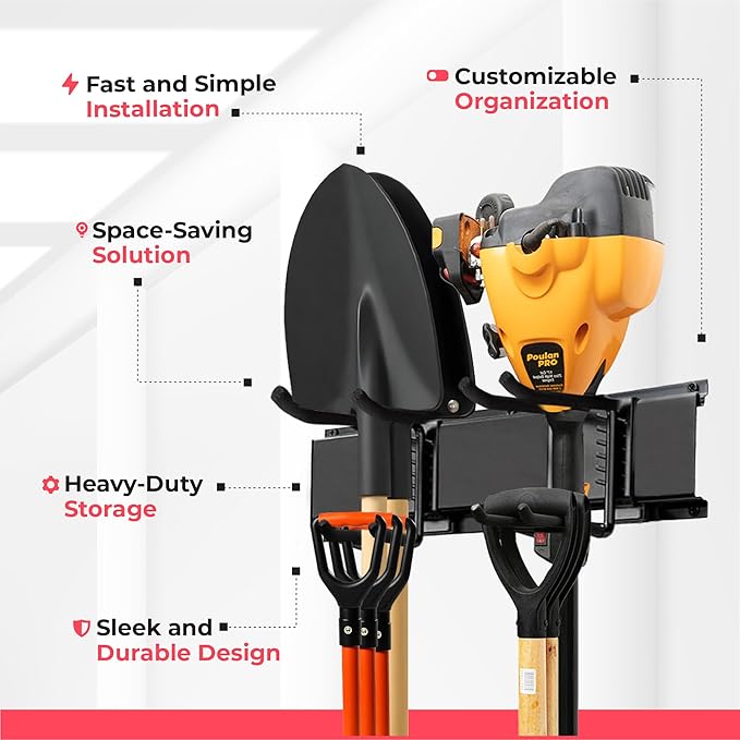 Garage Wall Organizer | 32" Heavy-Duty Tool Storage Rack | Adjustable - Image 2