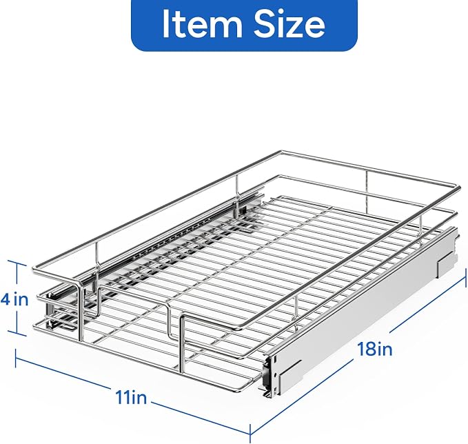 ROOMTEC Pull Out Cabinet Organizer, Cabinet Pull Out Shelves 11" W x 18" D - Image 3