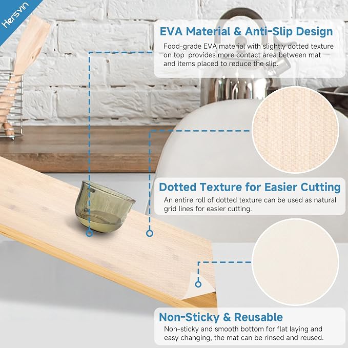 Shelf Liners 14 in x 20 ft EVA Drawer Mats, Non-Adhesive Cupboard Protector - Image 2