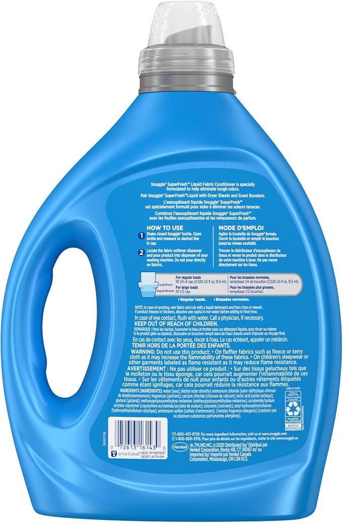 Snuggle Liquid Fabric Softener, SuperFresh Original, Eliminates Tough Odors - Image 6