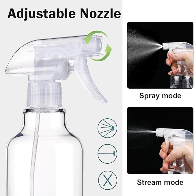 Plastic Spray Bottles Empty Spray Bottle 16.9oz/500ml 2 Pack Heavy Duty - Image 3