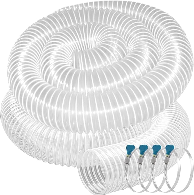 PVC Dust Collection Hose 4" x 20', Heavy Clear PVC Fume Hose Puncture Resistant by Qucship