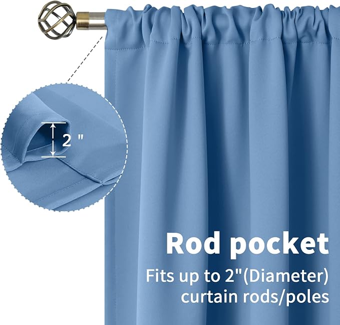 BGment Denim Blue Blackout Curtains 40 Inches Length - Image 6