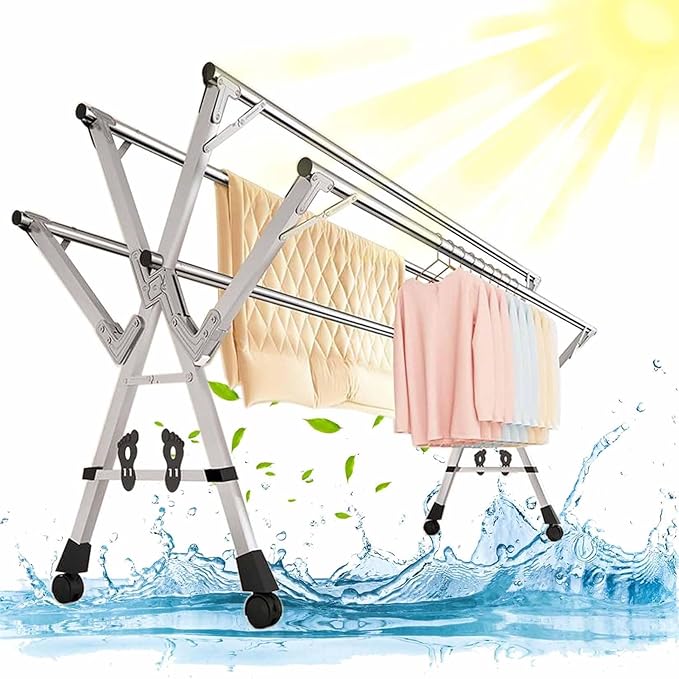 5Poles Clothes Drying Rack, Stainless Steel Laundry Rack - Image 4