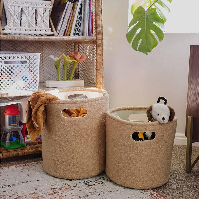 PUTSKA Basket –Round Storage for Clothes – Soft Baby Girl Basket for Nursery - Image 2