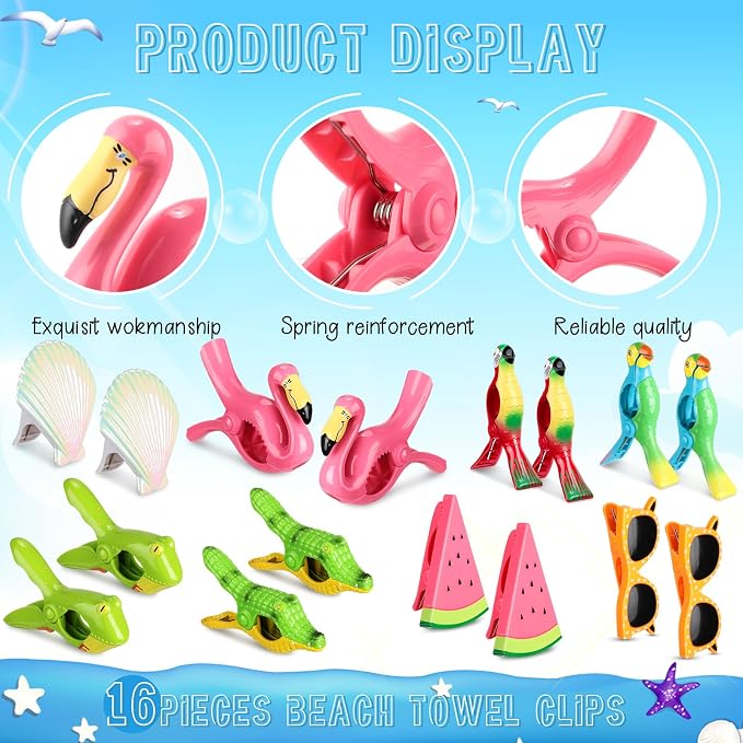 Rtteri 16 Pcs Beach Towel Clips - Image 3