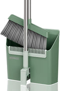 JOYMOOP Dark Teal Green Broom and Dustpan Set, Upright Angle by JOYMOOP