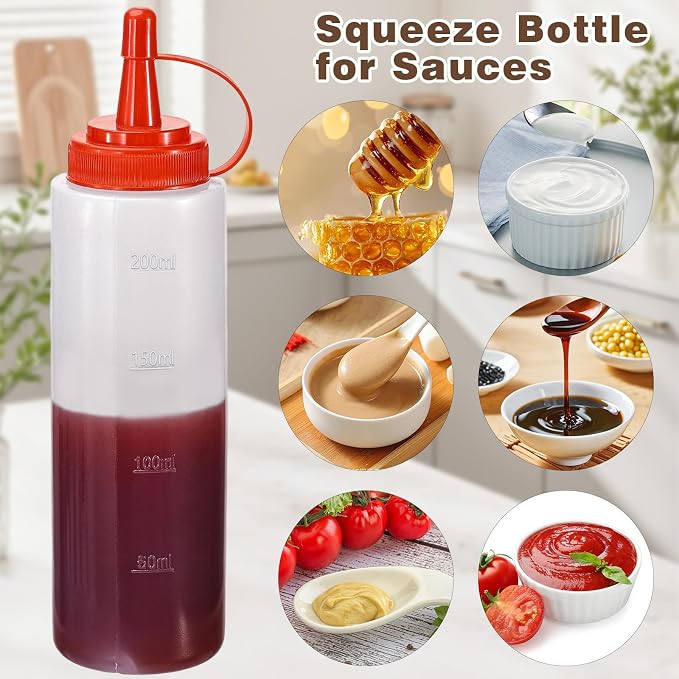 Condiment Squeeze Bottles Ketchup Dispenser, 4 Pack 8oz Squeeze Bottles - Image 5