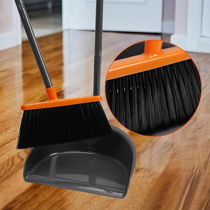 Long Handle Broom with Upright Standing Dustpan Combo - Image 2