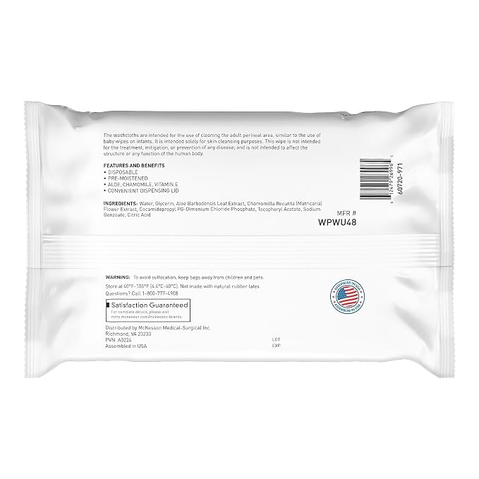 McKesson Washcloth Wipes for Adults, Unscented Disposable Wash Cloths for Body - Image 7