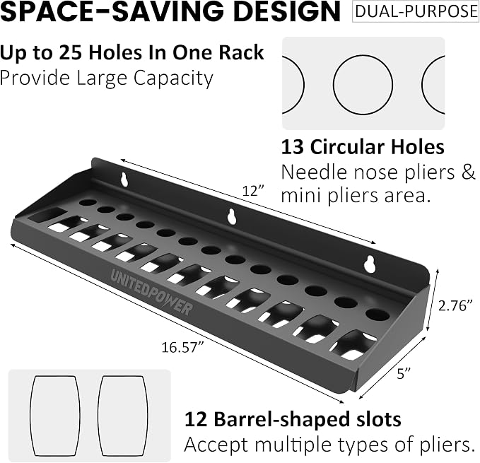 UNITEDPOWER Pliers Holder, Wall Mount Storage Rack Organizer - Image 2