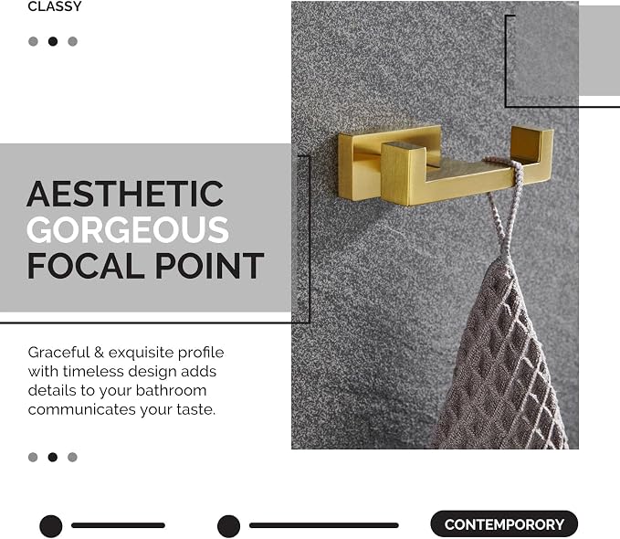 Angle Simple Towel Hook for Bathroom, SUS 304 Stainless Steel Hand Towel Holder - Image 7