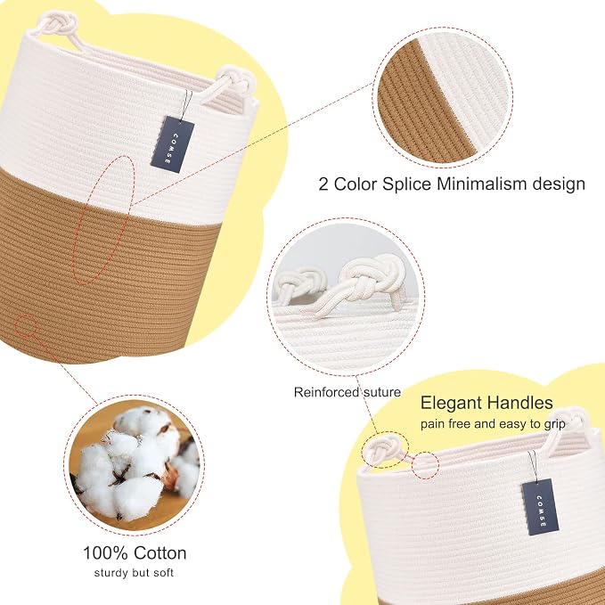 COMSE Extra Large Blanket Basket, Tall Woven Storage Basket, Nursery Hamper - Image 4