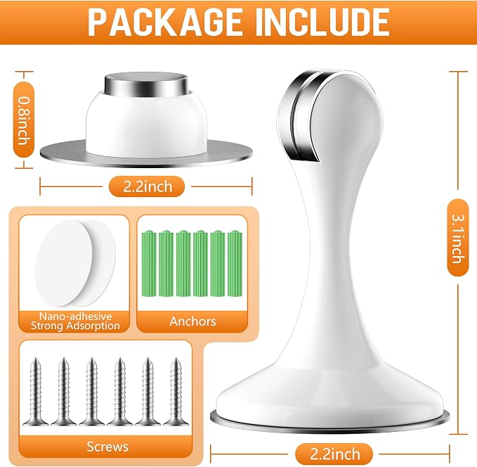 Crosize Magnetic Door Stoppers 4 Pack, Stainless Steel Door Catch - Image 3