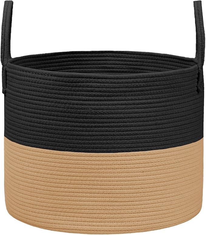 Woven Blanket Basket, 65L Large Rope Storage Bin by JMvicyroam