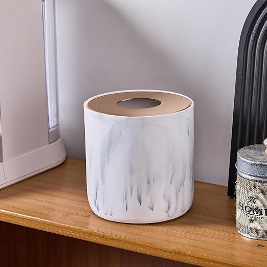 White Marble Textural Mini Trash Can - Image 4