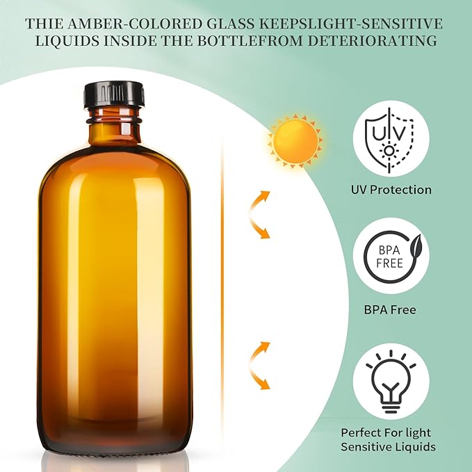 8oz Amber Glass Spray Bottles, 3 Pack Glass Spray Bottles Refillable Empty - Image 5