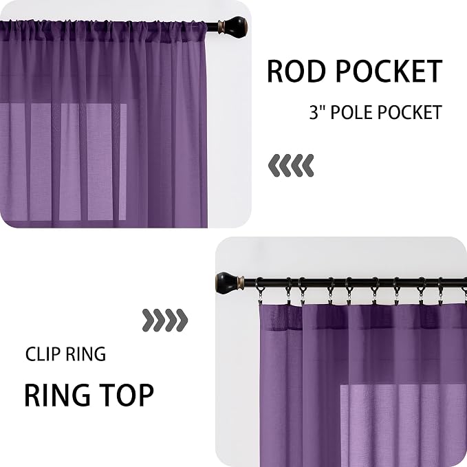 Tollpiz Sheer Door Curtains Closet Linen Textured Curtain Sheers Doorway Light - Image 5