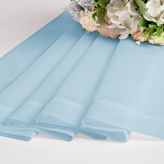 Chyhomenyc Sky Blue Sheer Curtains 54 Inch Long 2 Panels, Light Filtering Rod - Image 5