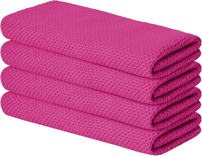 Artoid Mode 100% Cotton Rose Red Waffle Weave Kitchen Dish Cloths, 13x28 Inch by ArtoidMode