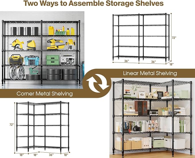 Himimi 72" W Wire Rack Shelving-2000LBS Capacity, Adjustable Storage Shelves - Image 6