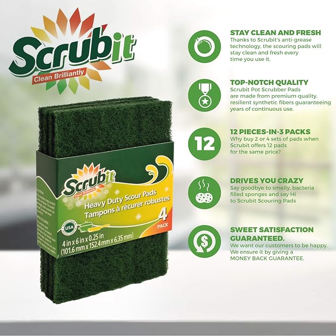 Scouring Pads - Heavy Duty Household Cleaning Scrubber - Reusable Scrubbing - Image 2