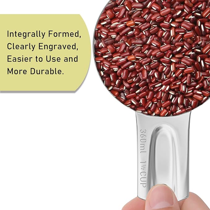 1PCS 1-1/2Cup Single Measuring Cup, Stainless Steel Measure Scoop, Metric and - Image 3