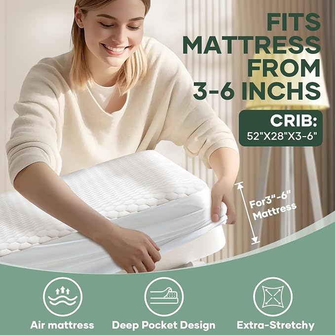 OhGeni 100% Waterproof Mattress Protector, Crib Size, Fitted Sheet - Image 5