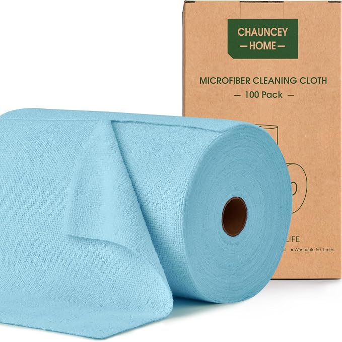 Roll of Microfiber Cleaning Cloth –100 Pack, Tear Away Microfiber Towels by CHAUNCEYHOME