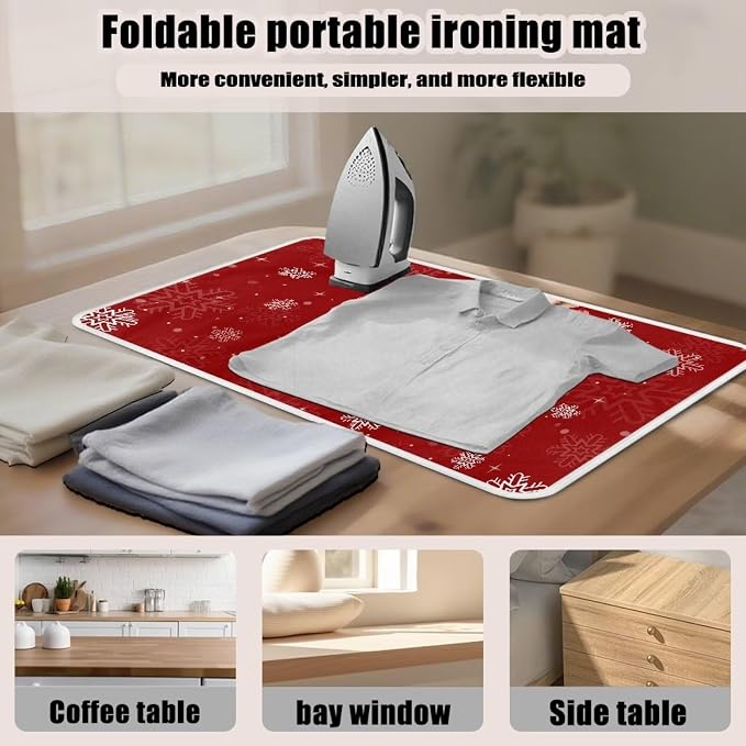 Red Ironing Pad Christmas Ironing Blanket Thick Travel Iron Pad Heat Resistant - Image 6
