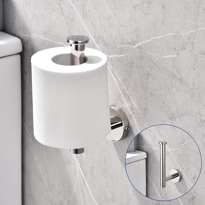 TASTOS Polished Chrome Toilet Paper Holder SUS304 Stainless Steel, Modern Round - Image 3