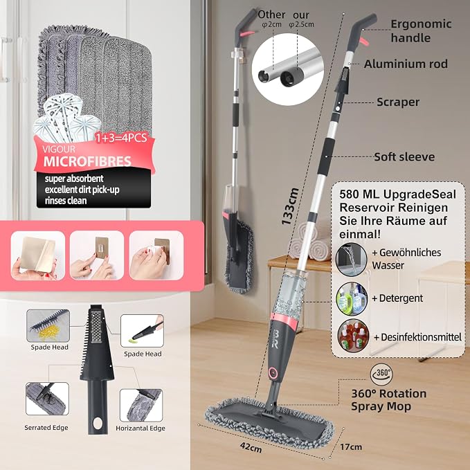 Microfiber Spray Mop for Floors Dry and Wet Mop - Image 3